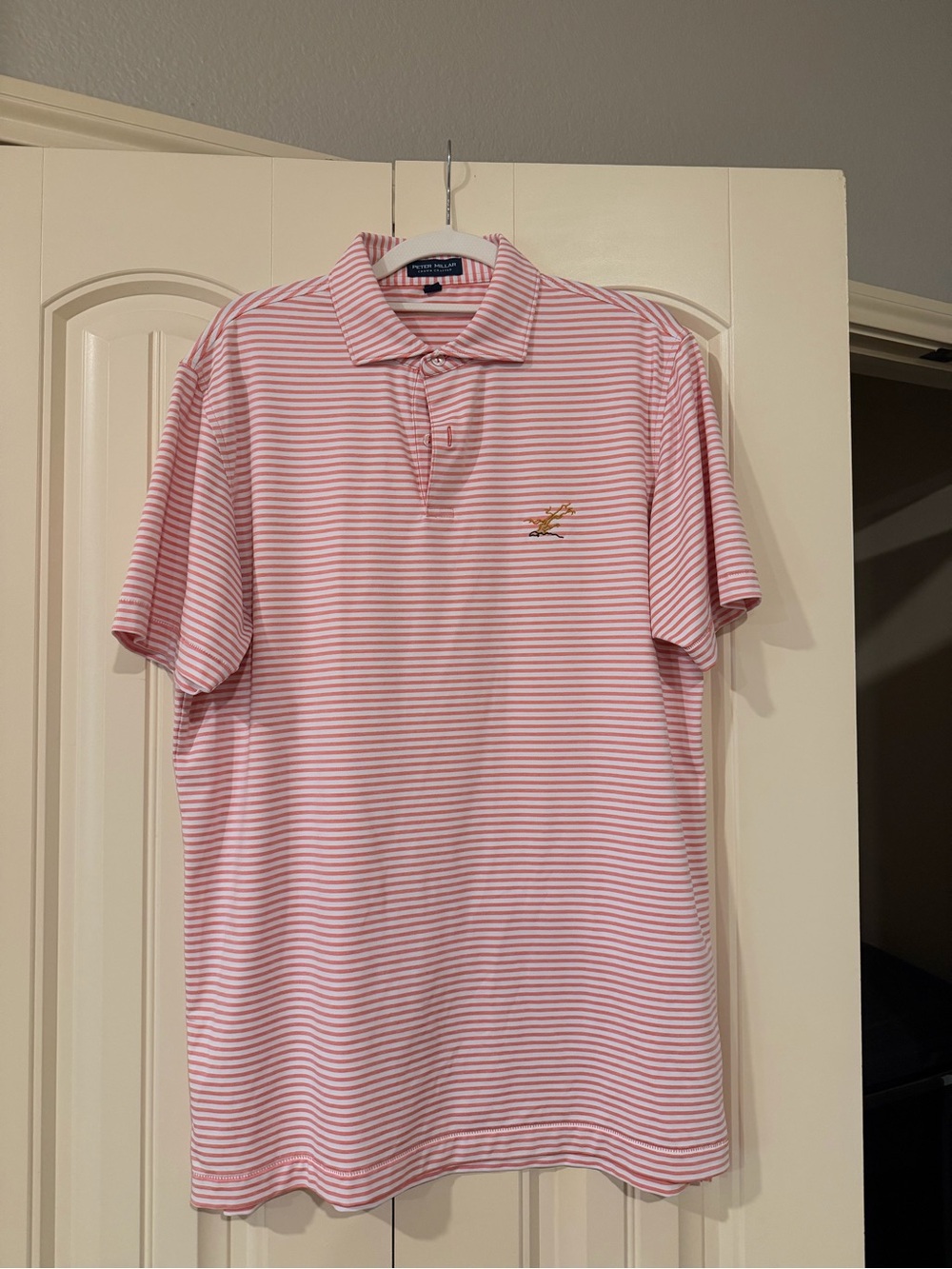 Peter Millar Crown Crafted Pink and White Striped Polo
